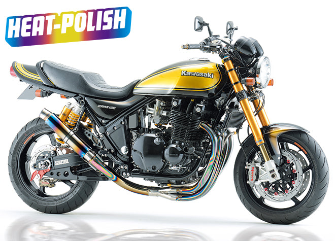 ZEPHYR1100 4in1 手曲げチタンEXマフラー (カットOILパン付き)【HEAT-POLISH】